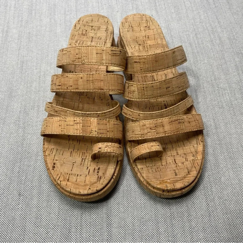 Kork’s Platform Leather & Cork Toe Loop Maya Strappy Round Tie Wedge Sandals - Picture 11 of 11